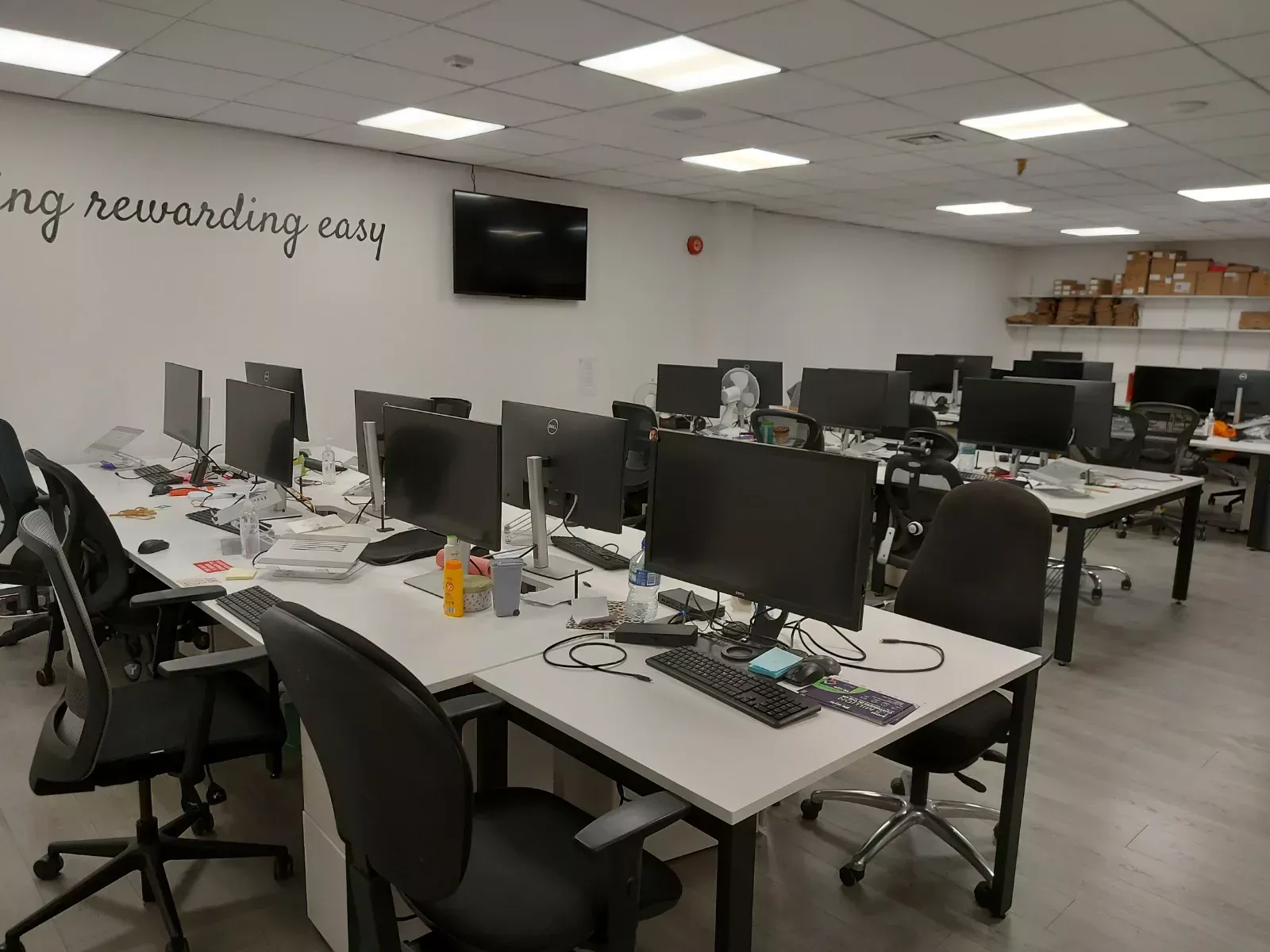 Open-plan office desks cleaned by RAD Cleaning Co